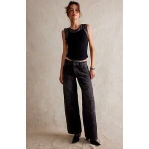 Free People We the Free UNKNOWN REASONS Moto Loose Straight Jeans 29 NWT $158